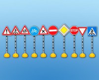 Комплект дорожных знаков со стойками (10 знаков, 10 стоек) - Файв - оснащение школ и детских садов