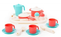 Набор детской посуды "Настенька" с подносом на 3 персоны - Файв - оснащение школ и детских садов