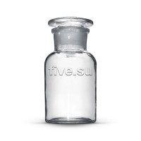 Склянка для реактивов 500 мл с притертой пробкой (широкое горло, светлое стекло) - Файв - оснащение школ и детских садов