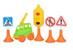 Набор Дорожные знаки №2 (светофор, 3 знака, машинка) - Файв - оснащение школ и детских садов