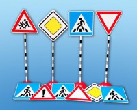 Комплект дорожных знаков со стойками (10 знаков, 4 стойки) - Файв - оснащение школ и детских садов
