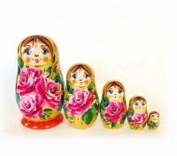 Матрешка расписная Цветы золотая (5 в 1) - Файв - оснащение школ и детских садов